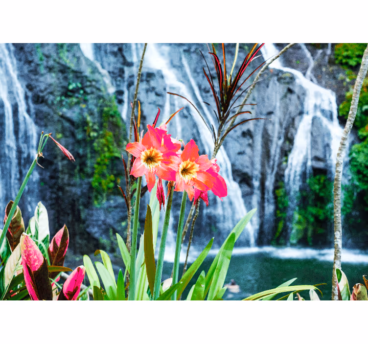 Tapisserie fleur fleurs tropicales roses - TenStickers