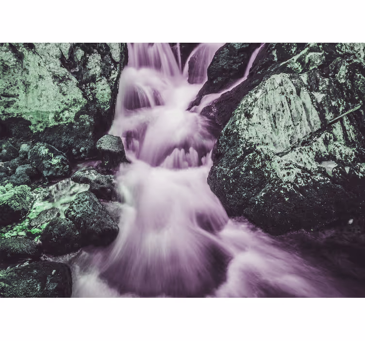 Tapisserie montagne chutes d'eau coulant - TenStickers