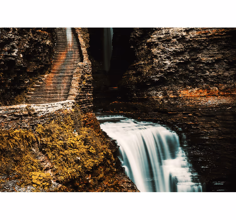 Tapisserie paysage vue de cascade coulant - TenStickers