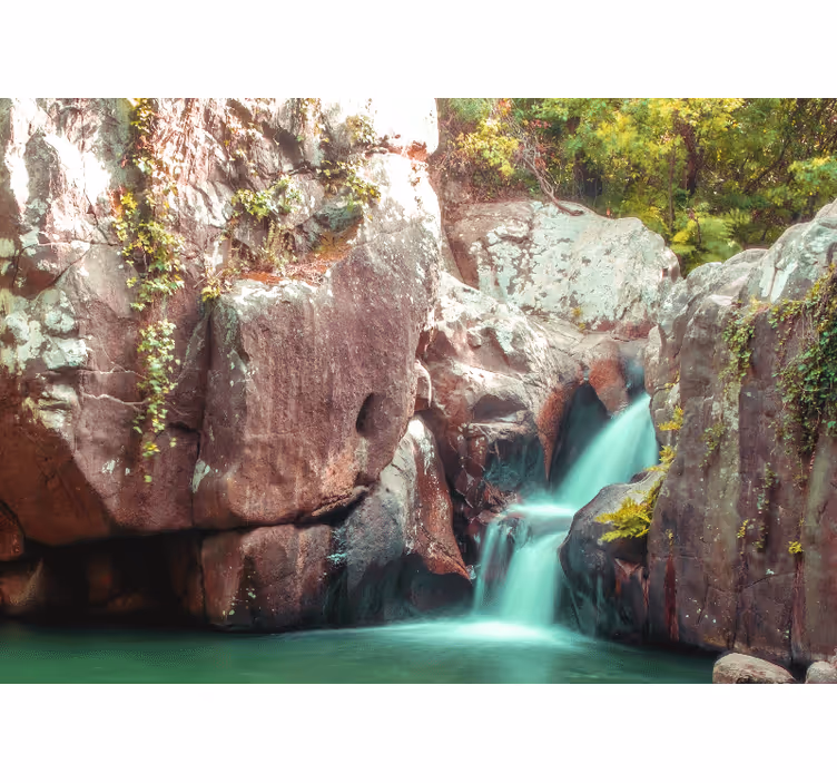 Tapisserie nature scène de cascade paisible - TenStickers