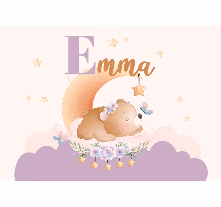 Tapisserie chambre enfant ourson endormi nuit - TenStickers