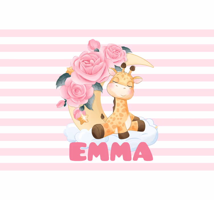 Tapisserie chambre enfant giraffe avec roses - TenStickers
