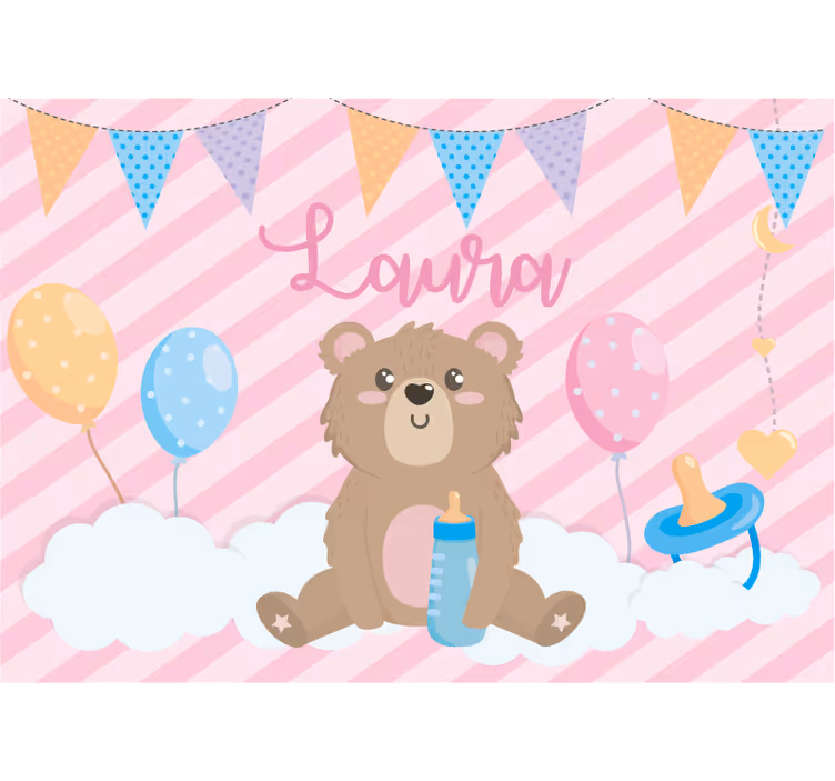 Tapisserie chambre enfant illustration ours mignon - TenStickers
