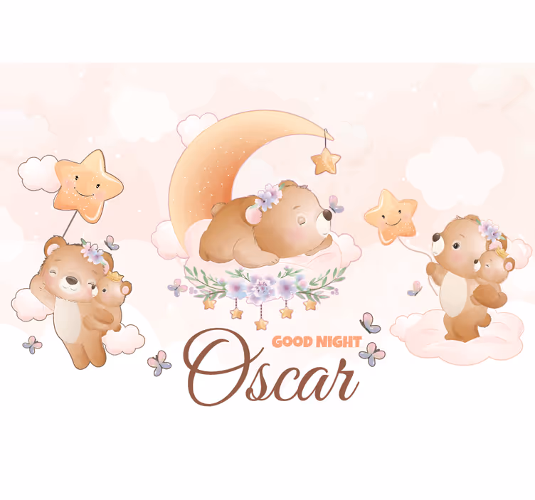 Tapisserie pour chambre bébé collection ours endormi - TenStickers
