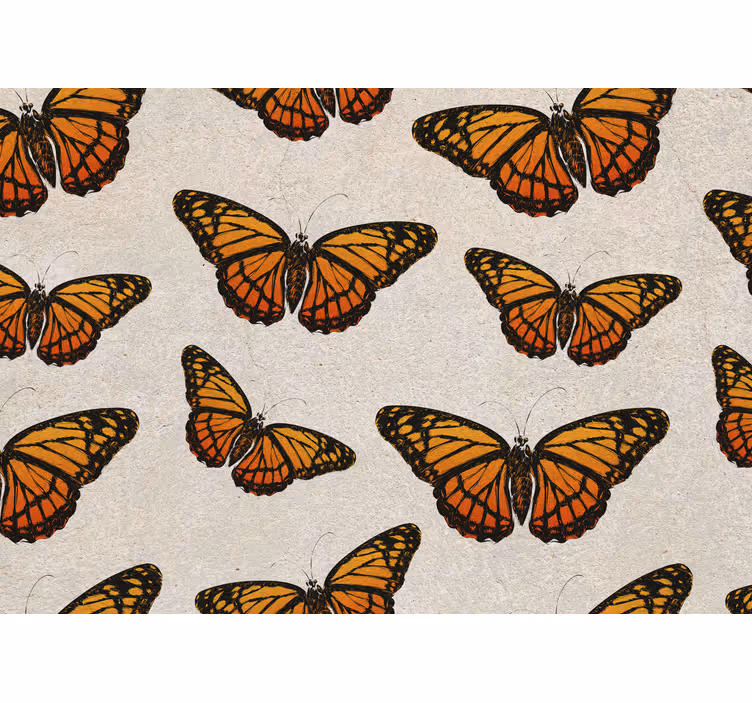 Tapisserie fleur papillons en vol - TenStickers