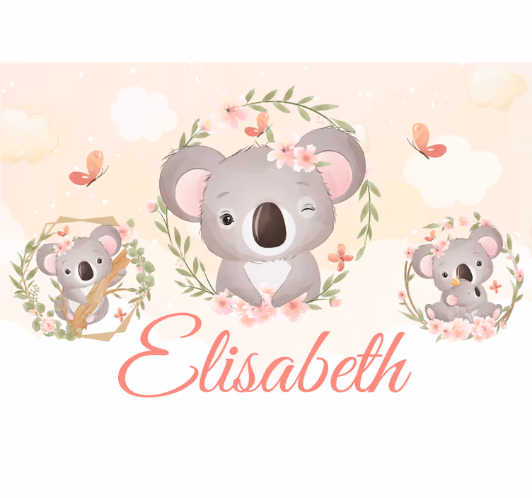 Tapisserie personnalisable famille koala joyeuse - TenStickers