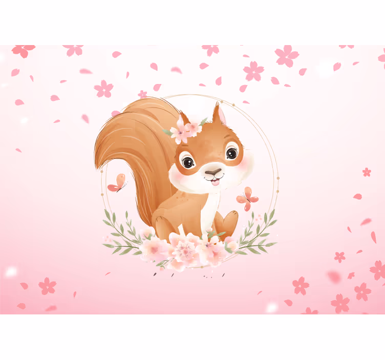 Tapisserie pour chambre bébé portrait de bébé écureuil - TenStickers