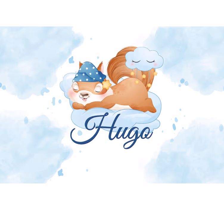 Tapisserie pour chambre bébé rêves de l'écureuil endormi - TenStickers