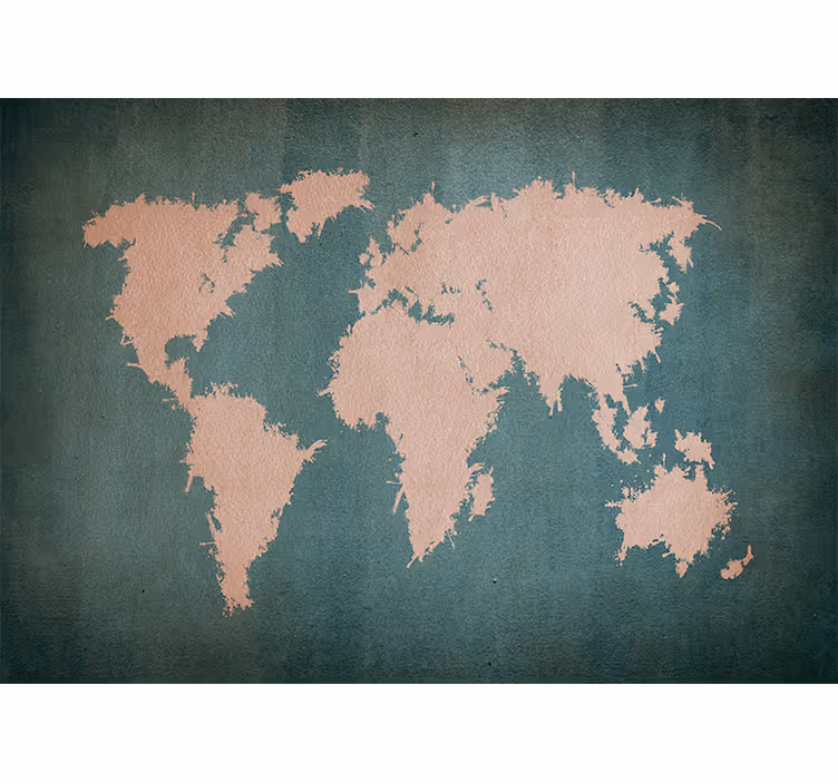 Tapisserie carte du monde contours globaux - TenStickers