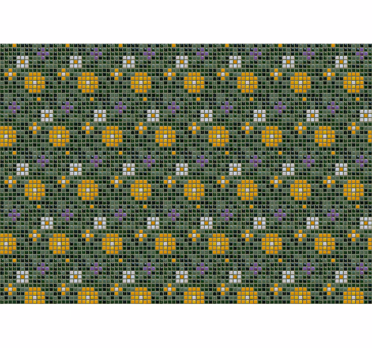 Tapisserie salle de bain motif floral vibrant de tuile - TenStickers