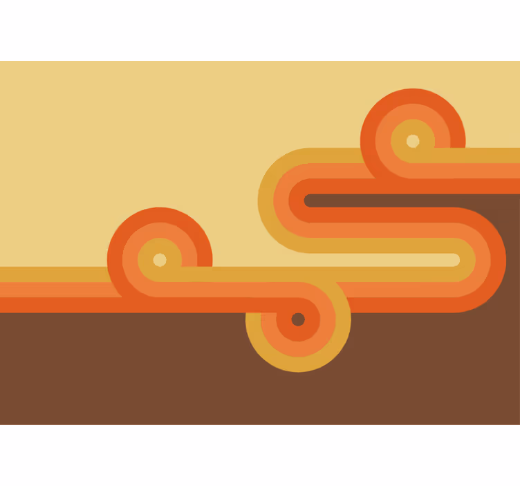 Tapisserie abstraite lignes orange courbes - TenStickers