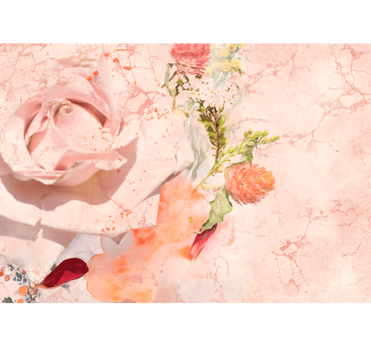 Tapisserie fleur rose romantique en rose - TenStickers