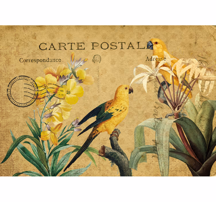 Tapisserie autres fleurs perroquets et flore vintage - TenStickers