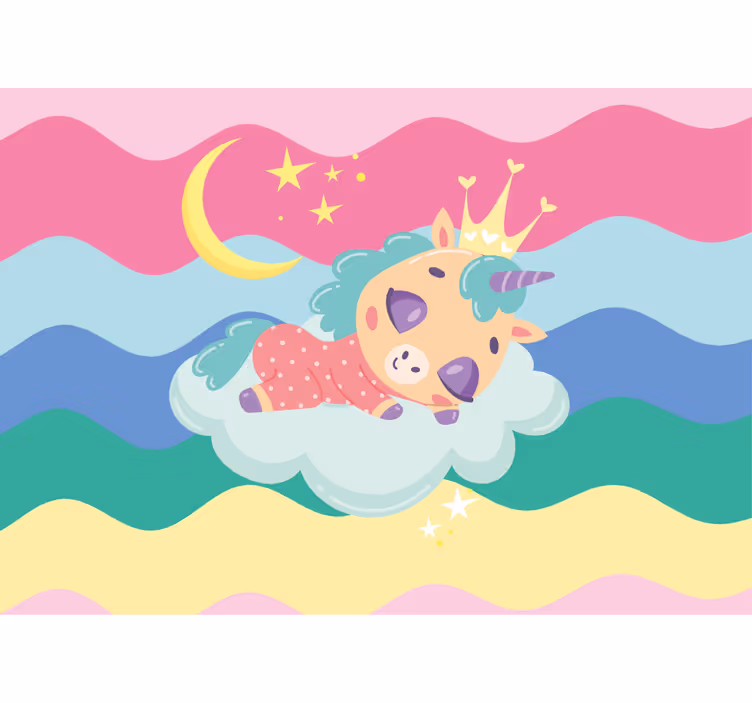 Tapisserie personnalisée licorne endormie fantaisie - TenStickers