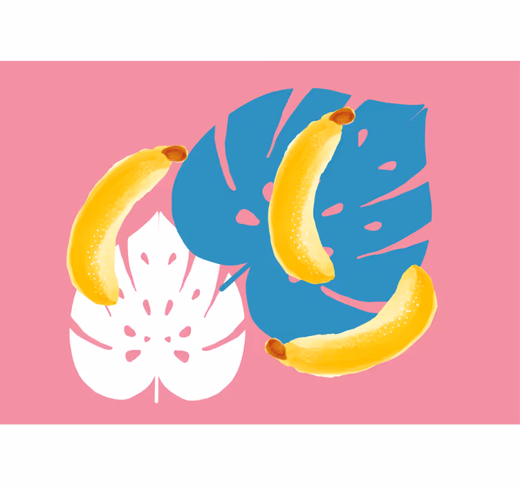 Tapisserie autres fleurs bananes et feuilles - TenStickers