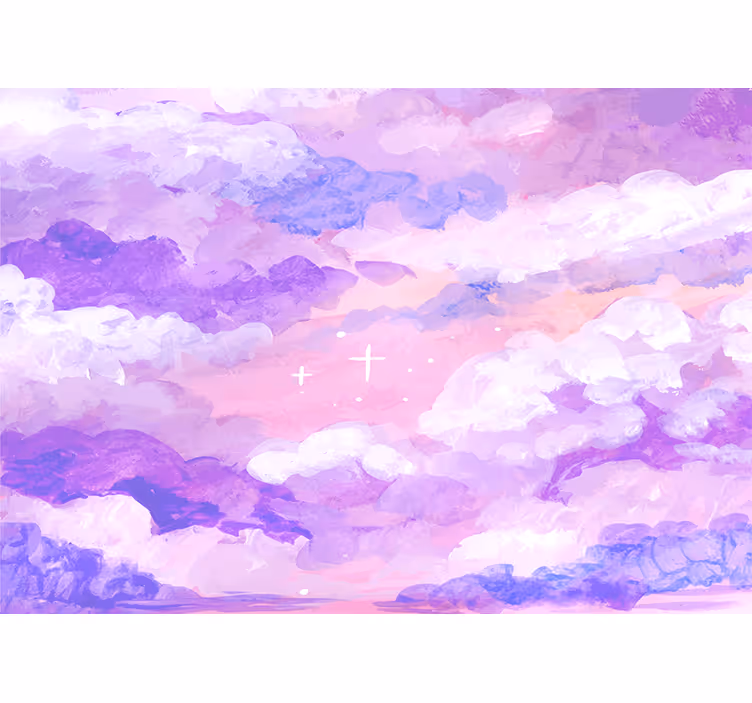 Tapisserie ciel nuages violets doux - TenStickers