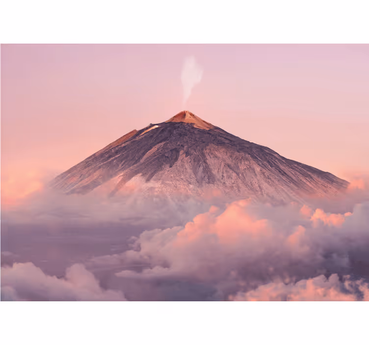 Tapisserie montagne sommet de volcan fumé - TenStickers