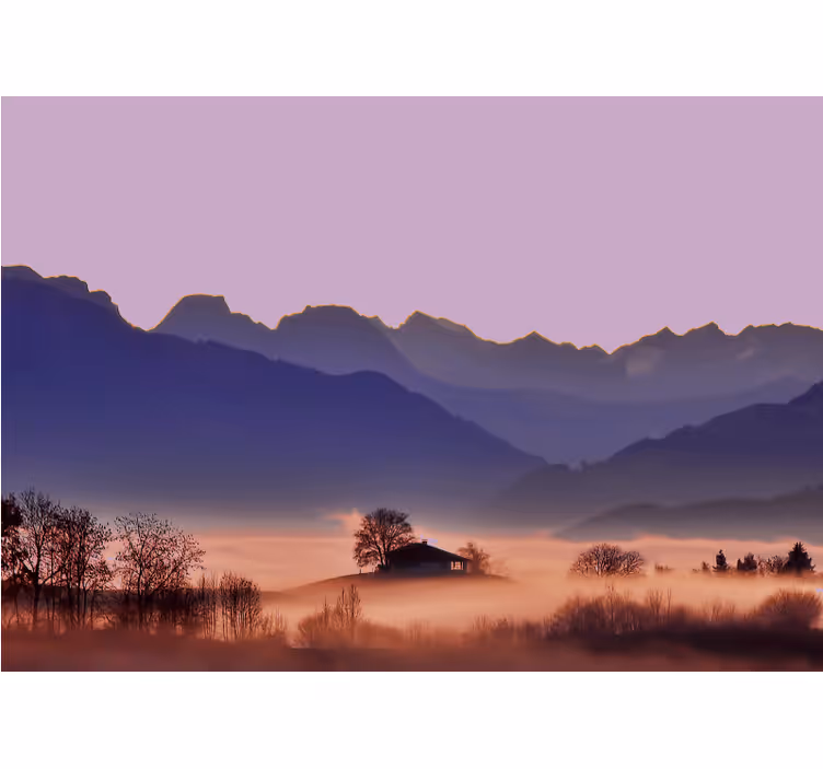 Tapisserie paysage montagne tranquille - TenStickers