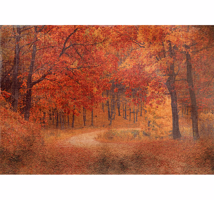 Tapisserie nature chemin d'automne rustique - TenStickers