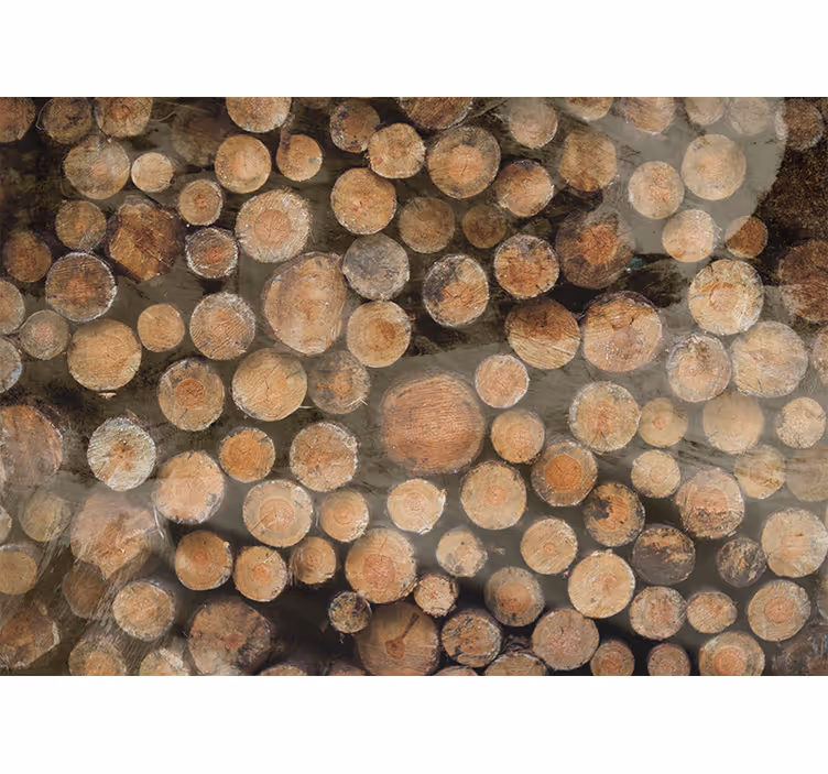 Tapisserie textures et motifs arrangement de bûches - TenStickers