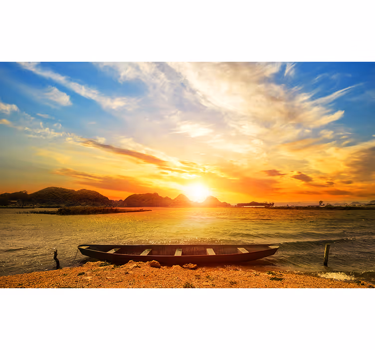 Tapisserie paysage réflexion paisible au coucher de soleil - TenStickers