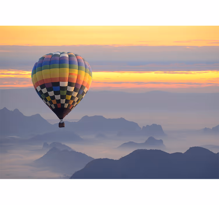 Tapisserie véhicules aventure en montgolfière - TenStickers
