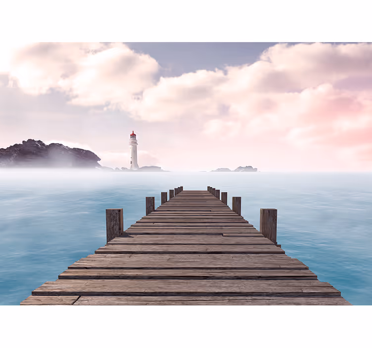 Tapisserie paysage chemin du phare en bord de mer - TenStickers