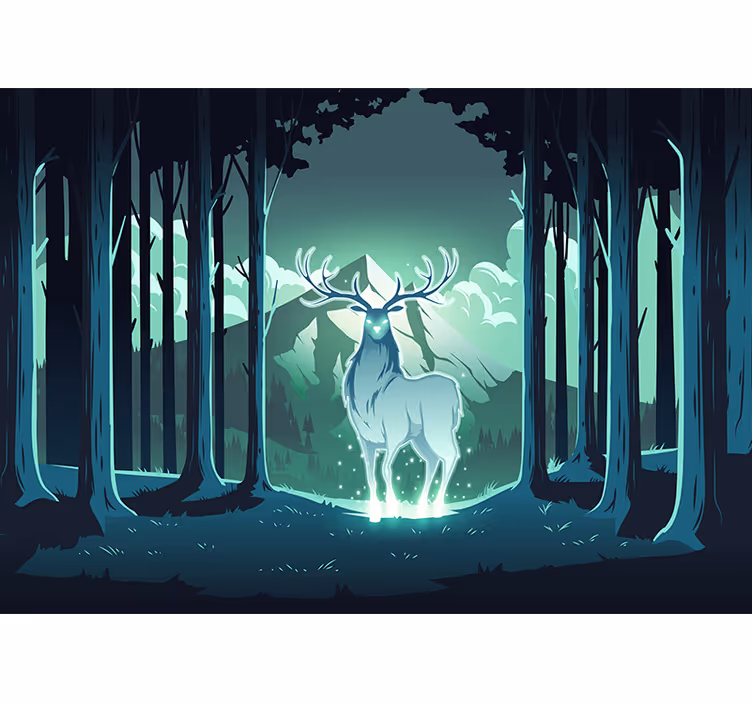 Tapisserie animaux cerf majestueux en forêt - TenStickers