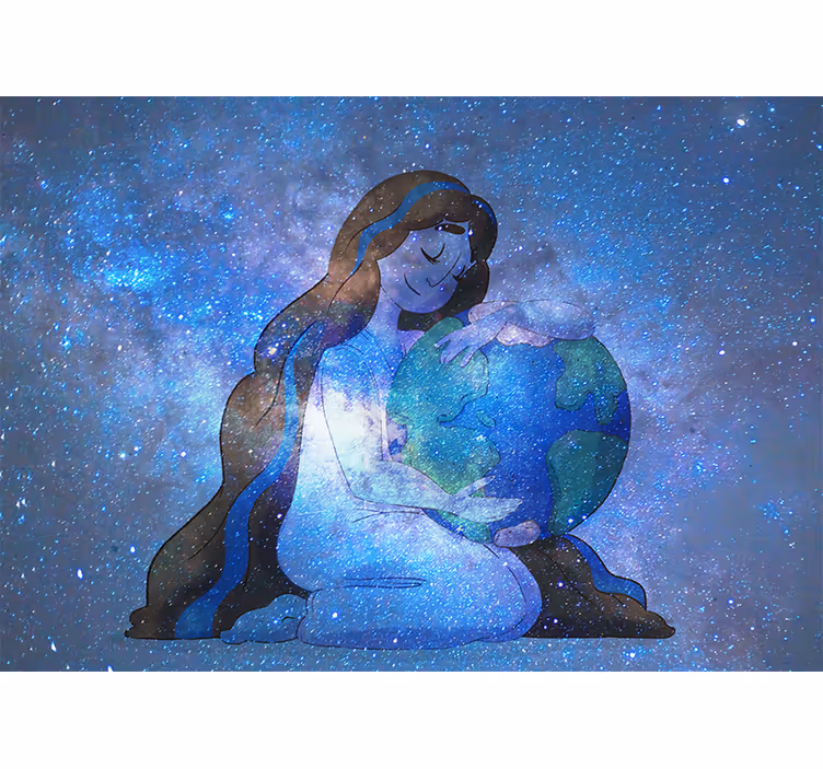 Tapisserie espace Étreindre la planète terre - TenStickers