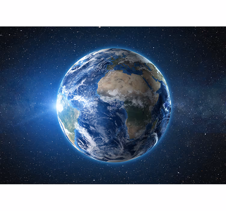 Tapisserie carte du monde vue de la terre en orbite - TenStickers