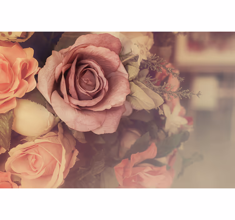 Tapisserie fleur composition de roses - TenStickers
