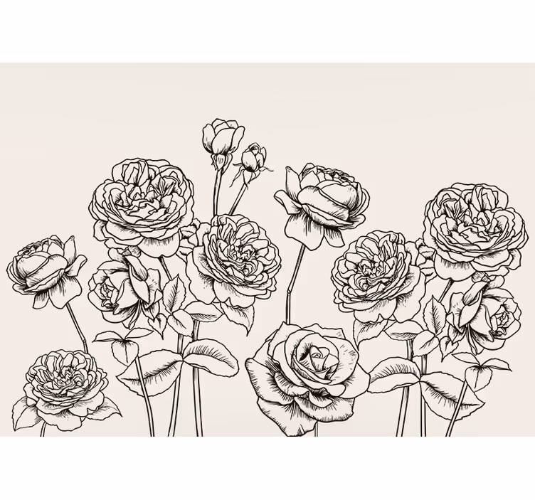 Tapisserie fleur design de roses élégantes - TenStickers