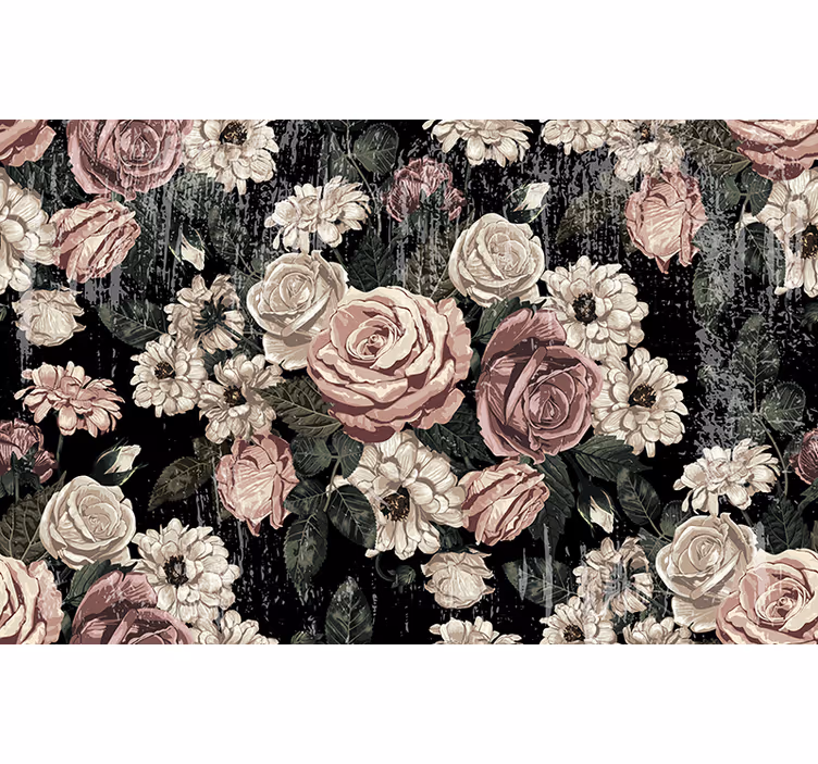 Tapisserie fleur éclat floral vintage - TenStickers