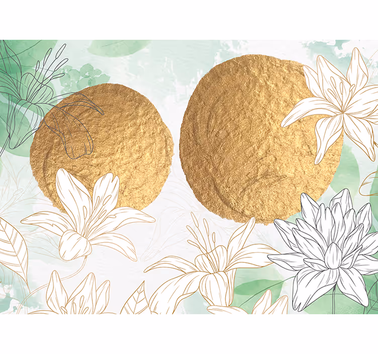 Tapisserie fleur accents floraux dorés - TenStickers