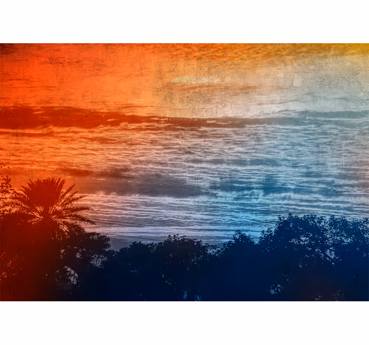 Tapisserie paysage crépuscule au-dessus des vagues - TenStickers