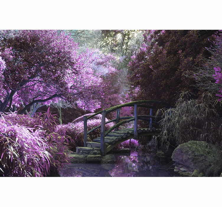 Tapisserie nature paysage de pont paisible - TenStickers