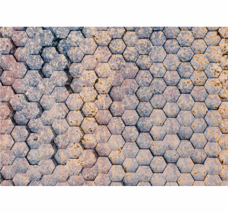 Tapisserie textures et motifs pierre hexagonale - TenStickers