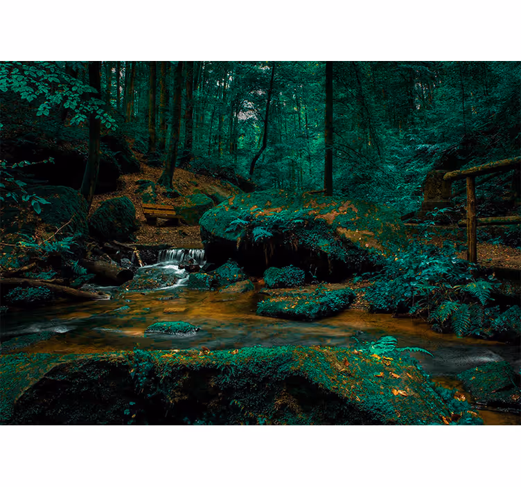 Tapisserie forêt ruisseau paisible - TenStickers