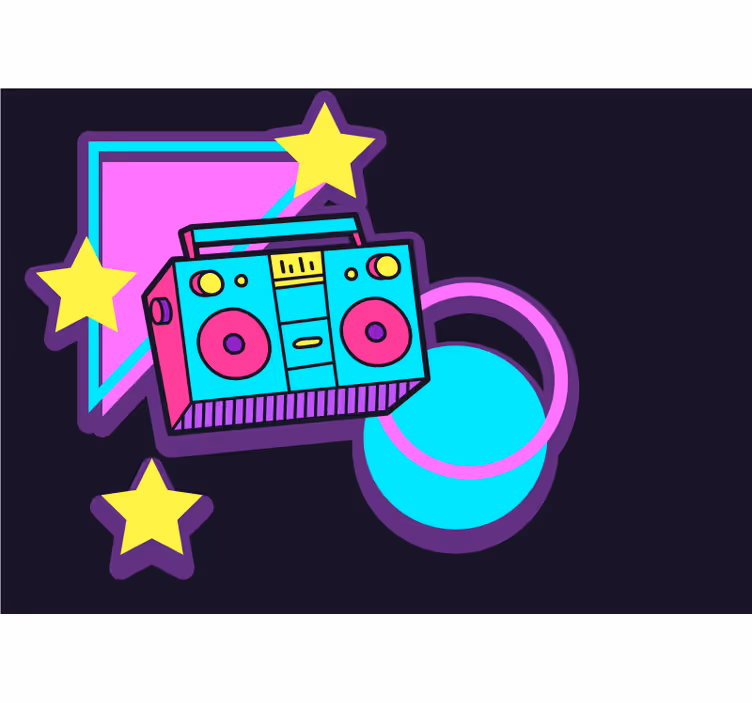Tapisserie musique Éléments de boombox rétro - TenStickers