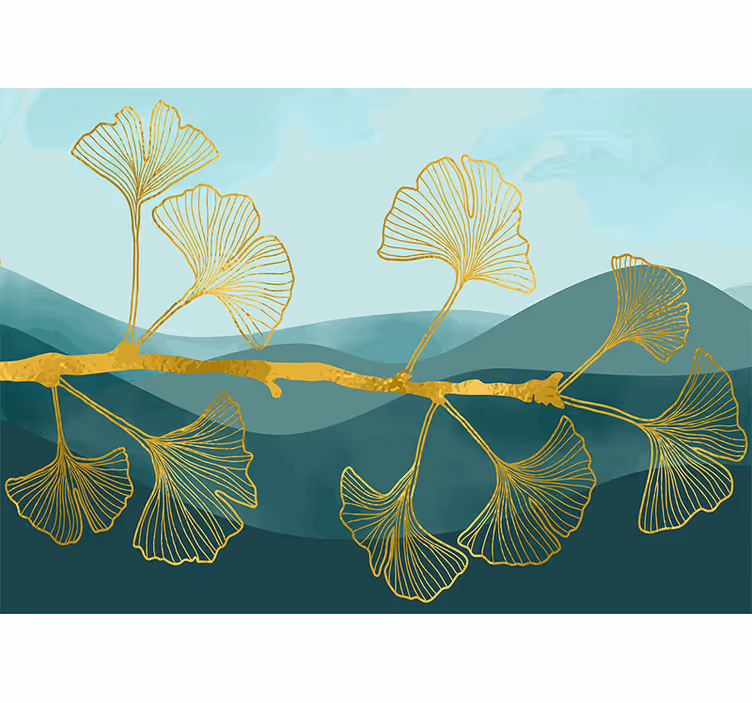 Tapisserie fleur motif de feuilles de ginkgo - TenStickers