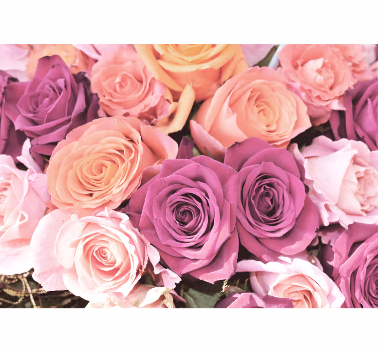 Tapisserie fleur bouquet de roses en gros plan - TenStickers