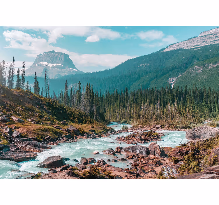 Tapisserie paysage ruisseau de montagne verdoyant - TenStickers