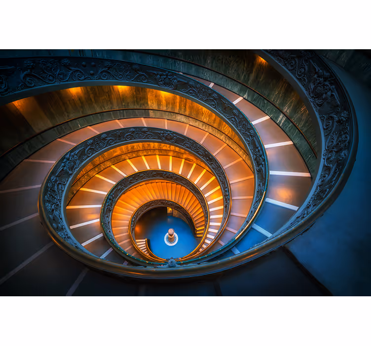 Tapisserie paysage escalier en spirale lumineux - TenStickers