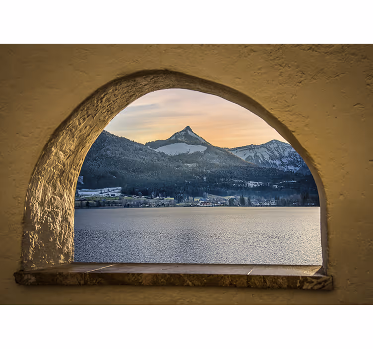 Tapisserie paysage lac alpin vue - TenStickers