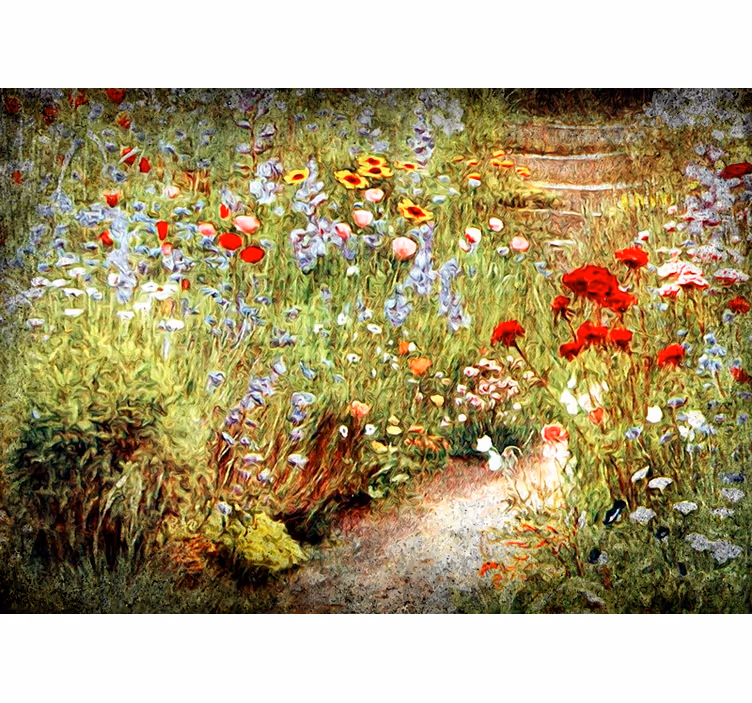 Tapisserie fleur scène de chemin fleuri - TenStickers