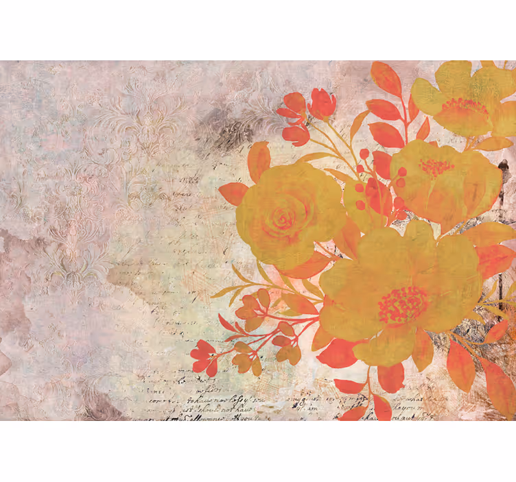 Tapisserie fleur composition florale jaune - TenStickers