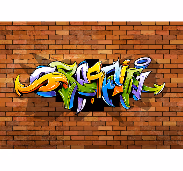 Tapisserie graffiti lettrage urbain coloré - TenStickers