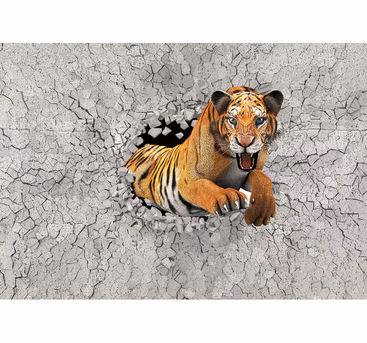 Tapisserie animaux tigre en pleine évasion - TenStickers