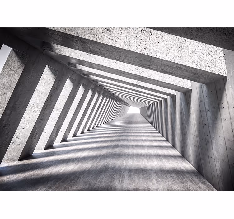 Tapisserie abstraite perspective tunnel géométrique - TenStickers
