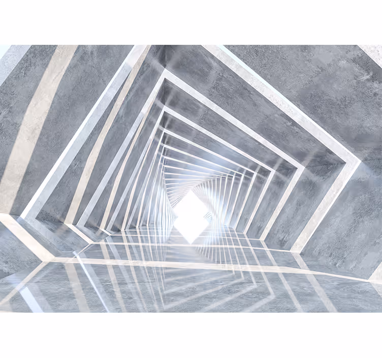 Tapisserie abstraite perspective géométrique profonde - TenStickers